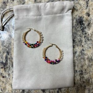 Colorful Beaded Hoop Earrings